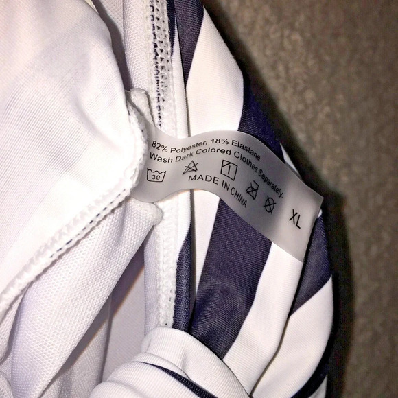 Unbranded Women's Polyester size XL Black n White striped One piece Swimsuit - Picture 4 of 7